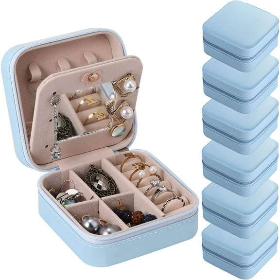 Lsupdaol Bridesmaid Gifts Jewelry Box with Mirror, PU Leather Small Travel Jewelry Case Organizer Storage for Women Girls