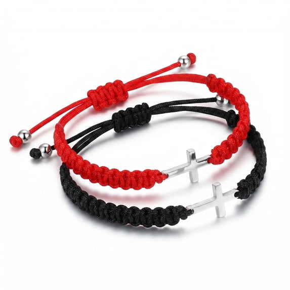 Lsupdaol Adjustable Stainless Steel Bracelet, White and Red