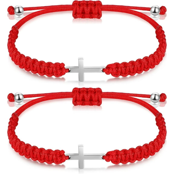 Lsupdaol Cross Friendship Bracelet Adjustable Braided Rope Jesus Christian Cross Bracelets Matching Couple String Lucky Strand BFF Wristband for Women Men Boy Girls Easter Baptism