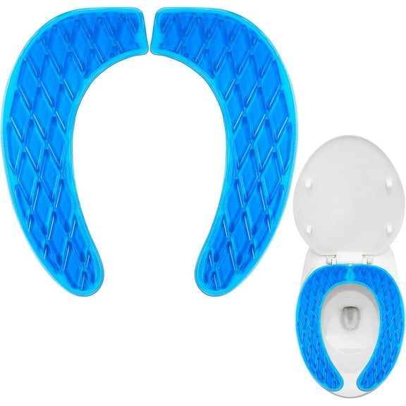 Lsupdaol Gel Toilet Seat Cushion Washable Toilet Seat Padded Riser Cushion Portable Adhesive Cover for Pain Relief Comfort for Elderly Handicapped Seniors(Blue)