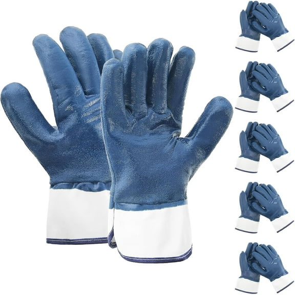 Lsupdaol Heavyweight Fully Coated Work Gloves, One Size Fits All for Men Oil Hauler Blue Chemical Resistant Gloves