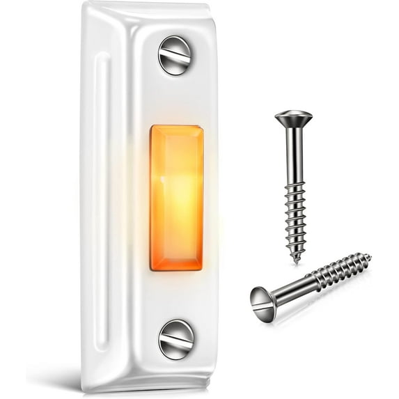 Lsupdaol Metal Doorbell Push Button, Heavy Duty Metal Door Bell Wired Button LED Lighted Wall Mounted Doorbell Push Buttons for Home, Universal Garage Door Opener Switch(White)