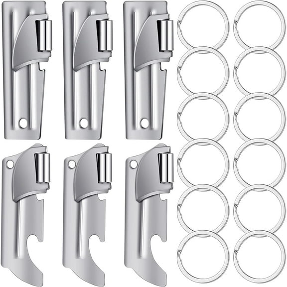 Lsupdaol P38 Can Openers with Key Ring 2 Styles Camping Can Openers Stainless Steel Portable Survival Army Backpack for Travel(6 Pieces)