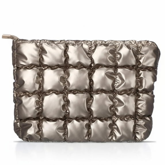 Lsupdaol Puffy Quilted Makeup Bag Quilted Cosmetic Bag Cute Puffer Toiletry Checkered Pouch Aesthetic Travel Makeup Brushes Organizer