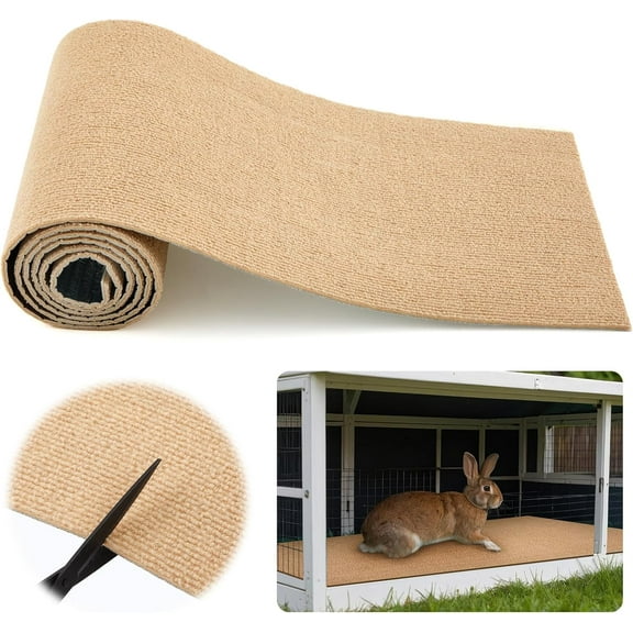 Lsupdaol Rabbit Scratch Mat 3.28 ft Self Adhesive Bunny Scratching Pad Cuttable Claws and Teeth Care Rabbit Mats for Cage Cat Small Animal Floor Scratching Mats Rug for Biting Sleeping Nesting