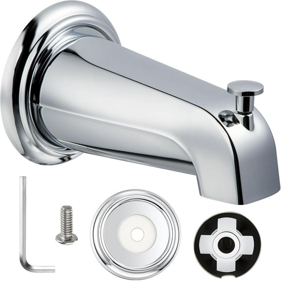 Lsupdaol Slip On Diverter Tub Spout with Metal Cover Ring and Foam Gasket, Compatible with Kohler GP85556-CP, Bathroom Bathtub Faucet Set Replacement Fits 1/2'' Copper Water Tube (Polished Chrome)