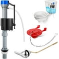 thumbnail image 1 of Lsupdaol Universal Toilet Flusher Replacement Kit, Fill Valve, 2-Inch Flapper, Side Mount Handle Lever, Water-Saving, Adjustable Toilet Repair Kit Inside Tank, Easy to Install(1 Set,Blue Grey, Red), 1 of 8