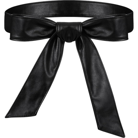 Lsupdaol Women Leather Wrap Belt Obi Waist Fashion Tie Belt PU Sash for Dress Coat 1.85 Wide