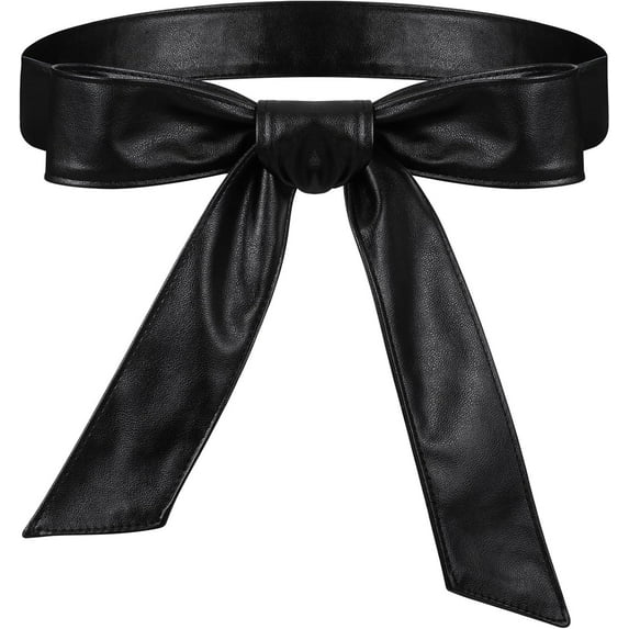 Lsupdaol Women Leather Wrap Belt Obi Waist Fashion Tie Belt PU Sash for Dress Coat 1.85 Wide