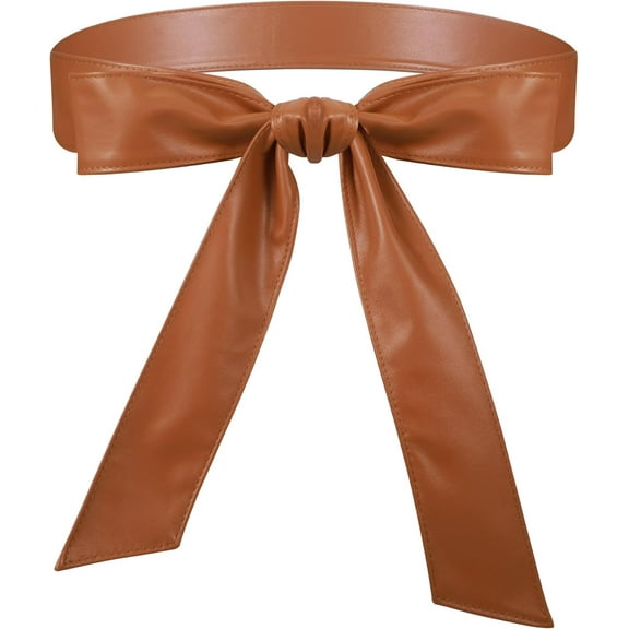 Lsupdaol Women Leather Wrap Belt Obi Waist Fashion Tie Belt PU Sash for Dress Coat 1.85 Wide
