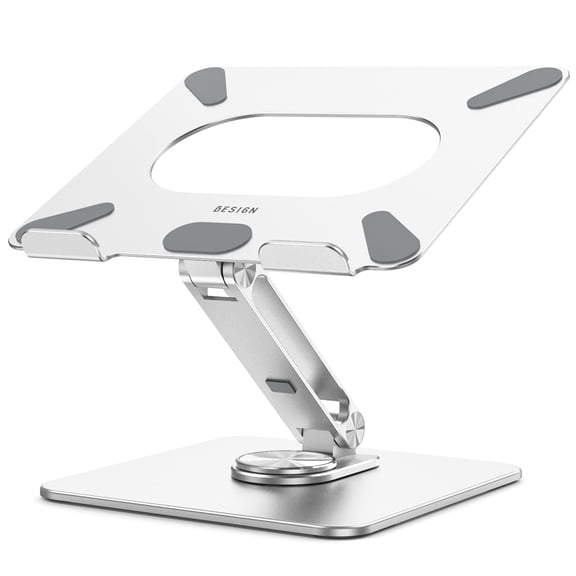 Lsx7 Laptop Stand With 360 Rotating Base  Adjustable Notebook Riser Foldable Computer Holder Compatible 10-15.6" Laptops (silver)
