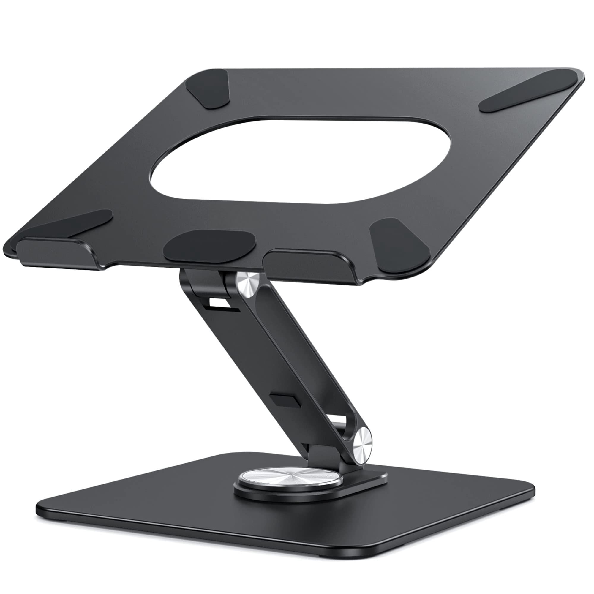 Lsx7 Laptop Stand With 360 Rotating Base  Ergonomic Adjustable Notebook Riser Foldable Computer Holder Compatible 10-15.6" Laptops (black)