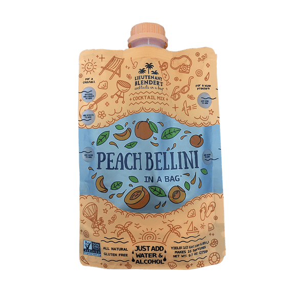 Lt. Blender's Peach Bellini in a Bag Cocktail Mix, Non-GMO, 4 Pack
