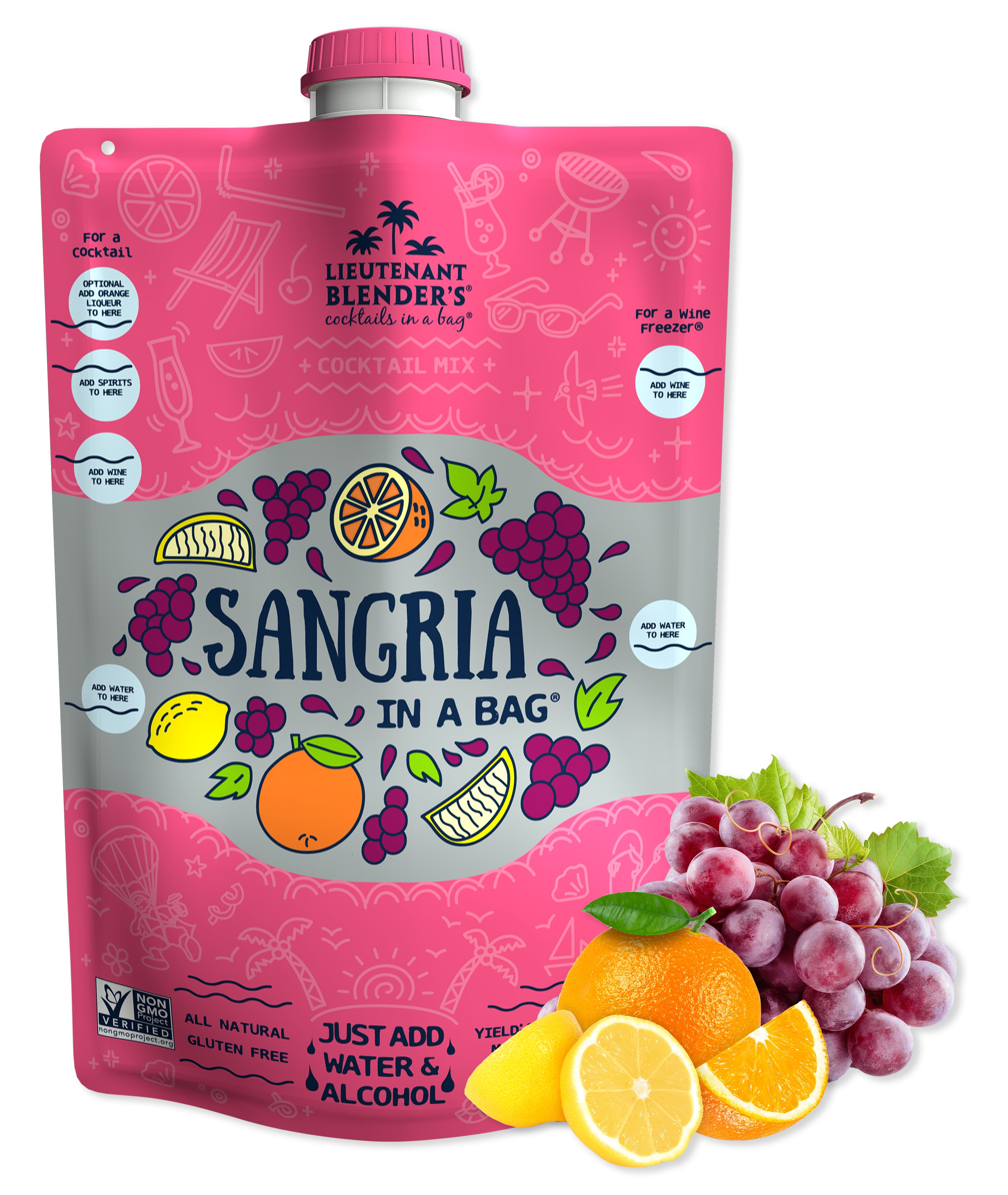 Lt. Blender's Sangria in a Bag - Cocktail Mixer - Makes 1/2 Gallon of Sangria Mix