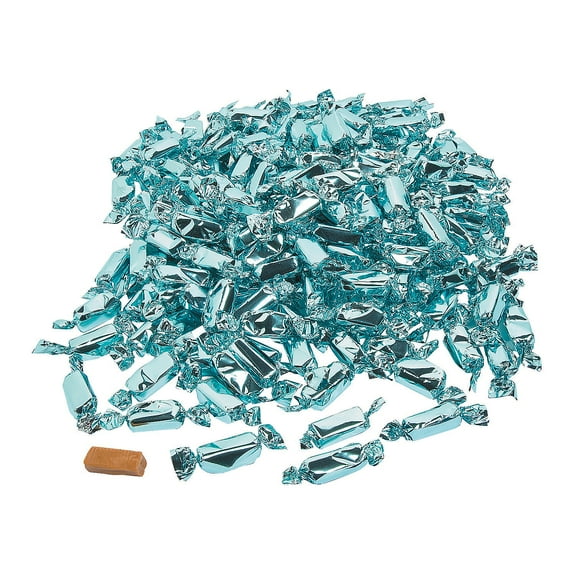 Lt Blue Foil Wrapped Caramels (2Lb) - Edibles - 189 Pieces