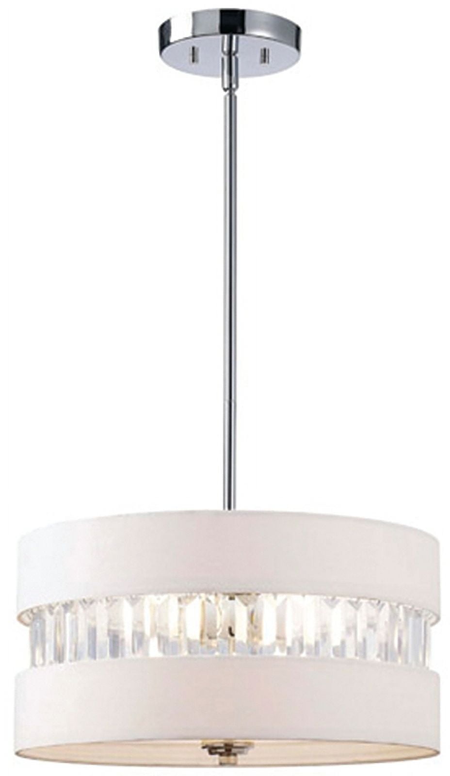 Ballard Chrome Drum Chandelier with White Fabric Shade