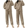 thumbnail image 1 of Ltctricy 2 Pack Winter Pajama Set for Women Fluffy Warm Half Zip Pullover Tops with Pants Plush Loungewear Sets Fuzzy Sleepwear, 1 of 4