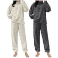 thumbnail image 1 of Ltctricy 2 Pack Winter Pajama Set for Women Fluffy Warm Half Zip Pullover Tops with Pants Plush Loungewear Sets Fuzzy Sleepwear, 1 of 4