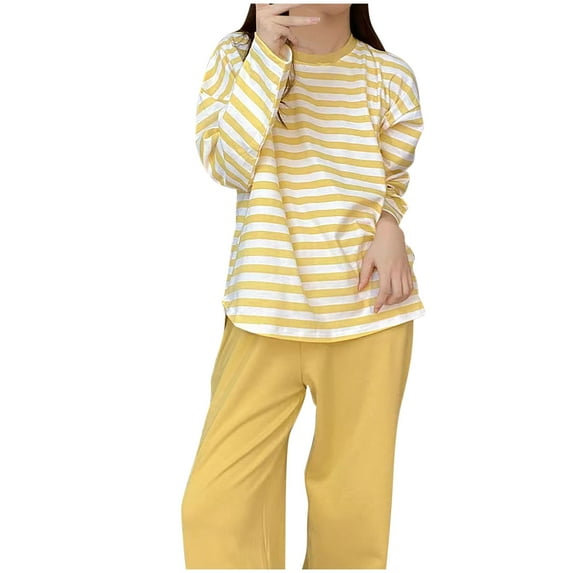 Ltctricy 2 Piece Plus Size Pajama Sets for Women Loose Long Sleeve Tops with Built in Bra Sweatpants Lounge Set Sleepwear