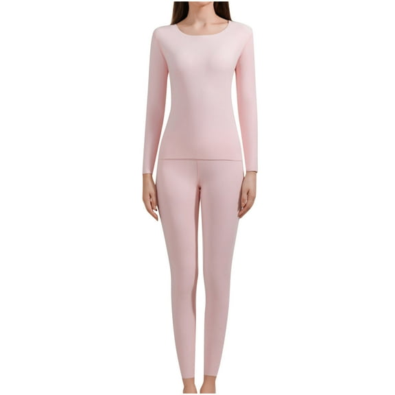 Ltctricy 2 Piece Thermal Underwear for Women Plush Base Layer Sets Winter Warm Long Underwear Top Bottom Pajama Outfits