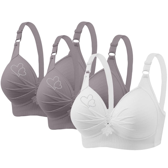 Ltctricy 3 Pack Plus Size Bras for Women Push up No Underwire Full Coverage Bralettes Comfortable Supportive Everyday Bra