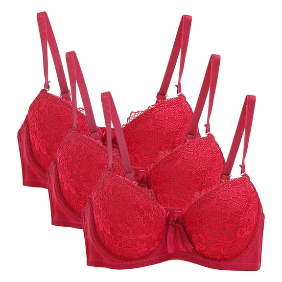 Ltctricy 3 Pack Push up Bra for Women Lace Breathable Bralettes with Support and Lift Comfort Everyday Bras