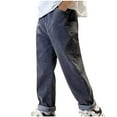thumbnail image 1 of Ltctricy 4-13 Years Boys Denim Pants Baggy Straight Leg Children Jeans Casual Elastic Waist Pull on Trousers with Pockets, 1 of 3
