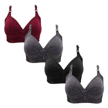 Ltctricy 4 Pack Bras for Women Plus Size Push up Wireless Full Coverage Bralettes Breathable Comfortable Everyday Bra