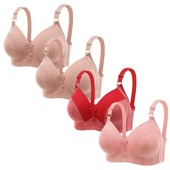 Ltctricy 4PCS No Underwire Bras for Women Push up Full Coverage Everyday Bralettes Comfortable Wireless Bras