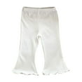 thumbnail image 1 of Ltctricy Baby Girls' Pants Toddler Cotton Ribbed Elastic Waist Ruffle Hem Bell Bottom Trousers Infant Flare Leggings, 1 of 4