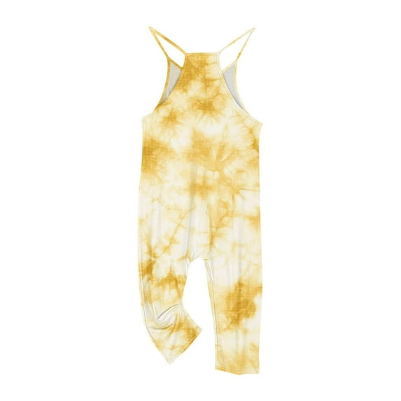Ltctricy Baby Girls Tie-Dye Overalls Cute Sleeveless Casual Children Rompers Fashion Loose Jumpsuit with Pockets