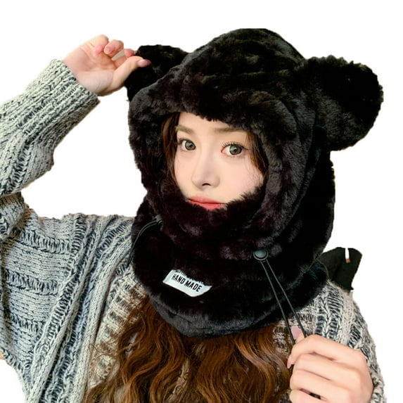 Ltctricy Beanie Hat for Women Cute Winter Warm Fuzzy Hat with Scarf Fleece Soft Comfort Fashion Cozy Hat