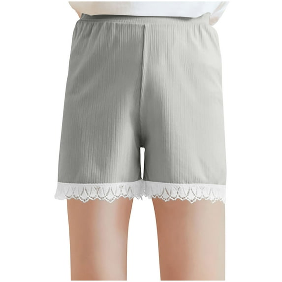 Ltctricy Bike Shorts for Girls Breathable Elastic Waist Lace Hem Textured Under Dress Dance Shorts Soft Lounge Workout Shorts