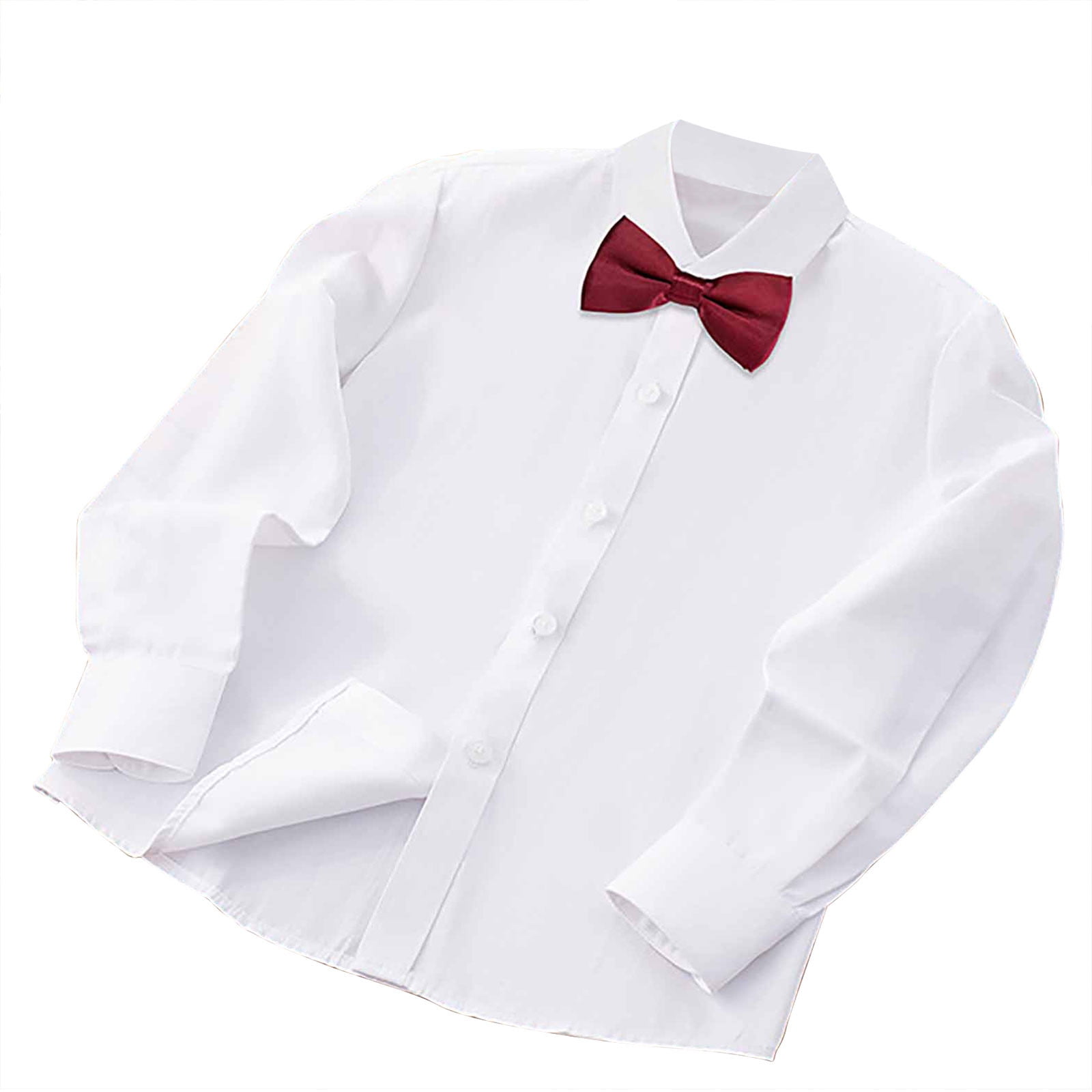 Ltctricy Boys' Dress Shirts Soft Cotton Long Sleeve Collared Button down  Shirts with Bow Tie Toddler Formal Outfits - Walmart.com, image size:1600x1600