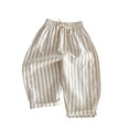 thumbnail image 1 of Ltctricy Boys Girls' Cotton Linen Pants Unisex Baby Toddler Elastic Waist Striped Wide Leg Lantern Pants Baggy Casual Pants, 1 of 5