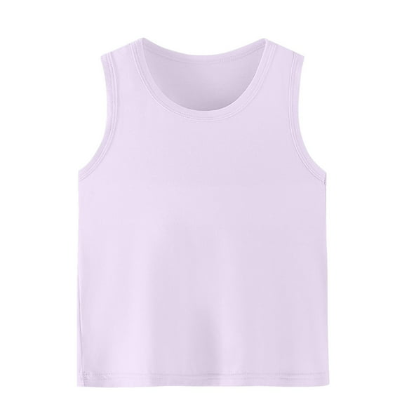 Ltctricy Boys Girls' Tank Tops Unisex Toddler Crew Neck Solid Color Sleeveless Undershirts 2-15 Y Summer Casual T-Shirts