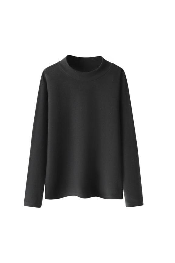 Boys Girls' Thermal Shirts Unisex Children Soft Casual Long Sleeve Mock Neck Fleece T Shirts Base Layer Undershirts(Black,5-6 Years)