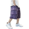 thumbnail image 1 of Ltctricy Boys' Long Cargo Shorts Children Elastic Waist Wide Leg Knee Length Capri Shorts Casual Summer Shorts with Pockets, 1 of 4