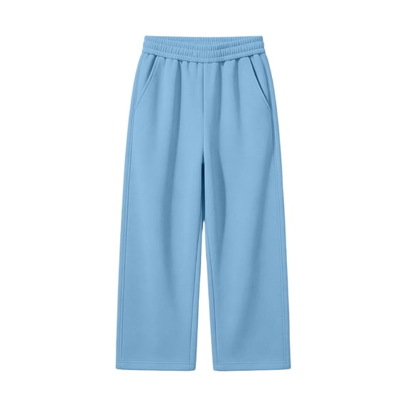 Ltctricy Boys Sweatpants Loose Straight Leg Sweat Pants Fall Comfy Uniform Pants Elastic Waist Athletic Pants(Blue,14-15 Years)