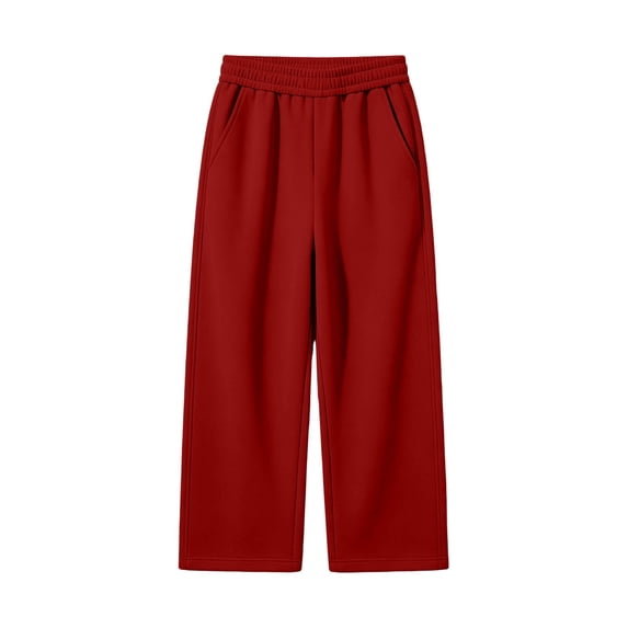 Ltctricy Boys Sweatpants Loose Straight Leg Sweat Pants Fall Comfy Uniform Pants Elastic Waist Athletic Pants(Red,14-15 Years)