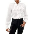 thumbnail image 1 of Ltctricy Button Down Shirt for Women Dressy Trendy Vintage Business Blouse Casual Long Sleeve Ruffle Lapel Work Shirts, 1 of 7