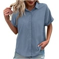 thumbnail image 1 of Ltctricy Button down Shirts for Women Short Sleeve Printed Business Casual Work Tunic Tops Loose Collared Blouses, 1 of 4