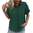 thumbnail image 1 of Ltctricy Button down Shirts for Women Short Sleeve Printed Business Casual Work Tunic Tops Loose Collared Blouses, 1 of 4