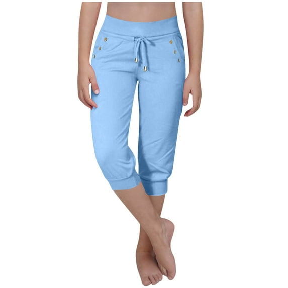 Ltctricy Capri Joggers for Children Girls Boys Casual Elastic Waist Drawstring Tapered Lounge Shorts Knee Length Shorts 5-15 Y