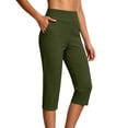 thumbnail image 1 of Ltctricy Capri Pants for Women Straight Leg Comfy Lounge Yoga Pants with Pockets Cropped Casual Work Pants(Army Green,Small), 1 of 7