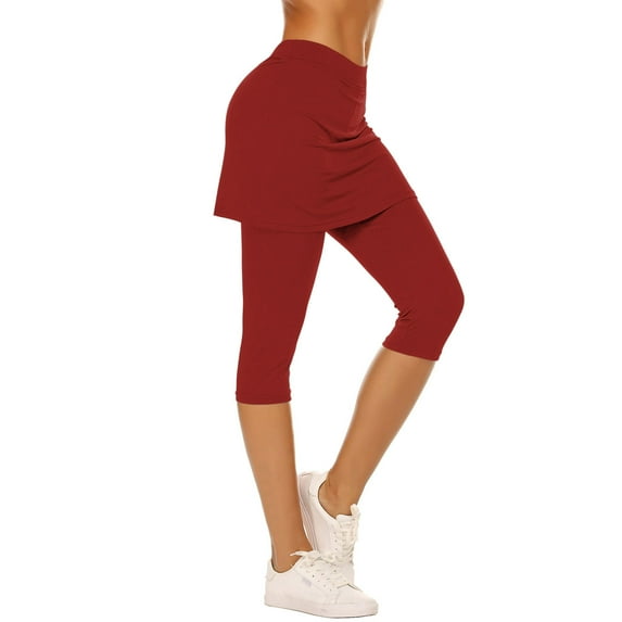 Ltctricy Capri Skirted Leggings for Women Soft Comfy High Waisted Cropped Yoga Tennis Skirt with Leggings Slim Workout Capris