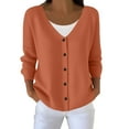 thumbnail image 1 of Ltctricy Cardigan Sweaters for Women Plus Size Long Sleeve V Neck Button down Knit Cardigans Soft Casual Outwear Coats(Orange,4X-Large), 1 of 4