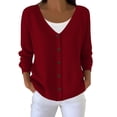 thumbnail image 1 of Ltctricy Cardigan Sweaters for Women Plus Size Long Sleeve V Neck Button down Knit Cardigans Soft Casual Outwear Coats(Wine,X-Large), 1 of 4