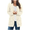 thumbnail image 1 of Ltctricy Cardigan Sweaters for Women Soft Long Sleeve Open Front Knitted Sweaters Casual Loose Outwear Coats with Pockets(Beige,Large), 1 of 6