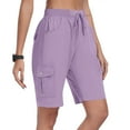thumbnail image 1 of Ltctricy Cargo Bermuda Shorts for Women Lightweight Drawstring Elastic High Waisted Travel Hiking Shorts Knee Length Casual Shorts, 1 of 7